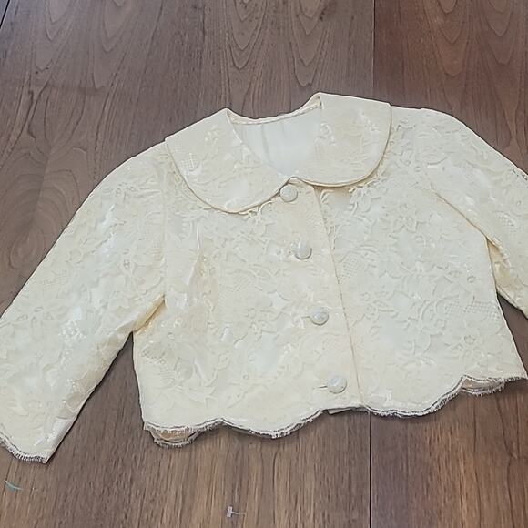 Vtg 1950s Cream Lace over Satin Strapless Dress & Jacket - Picture 10 of 14